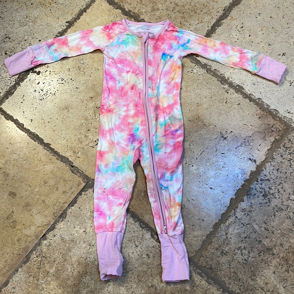 Zipper Footie in Pink Watercolor